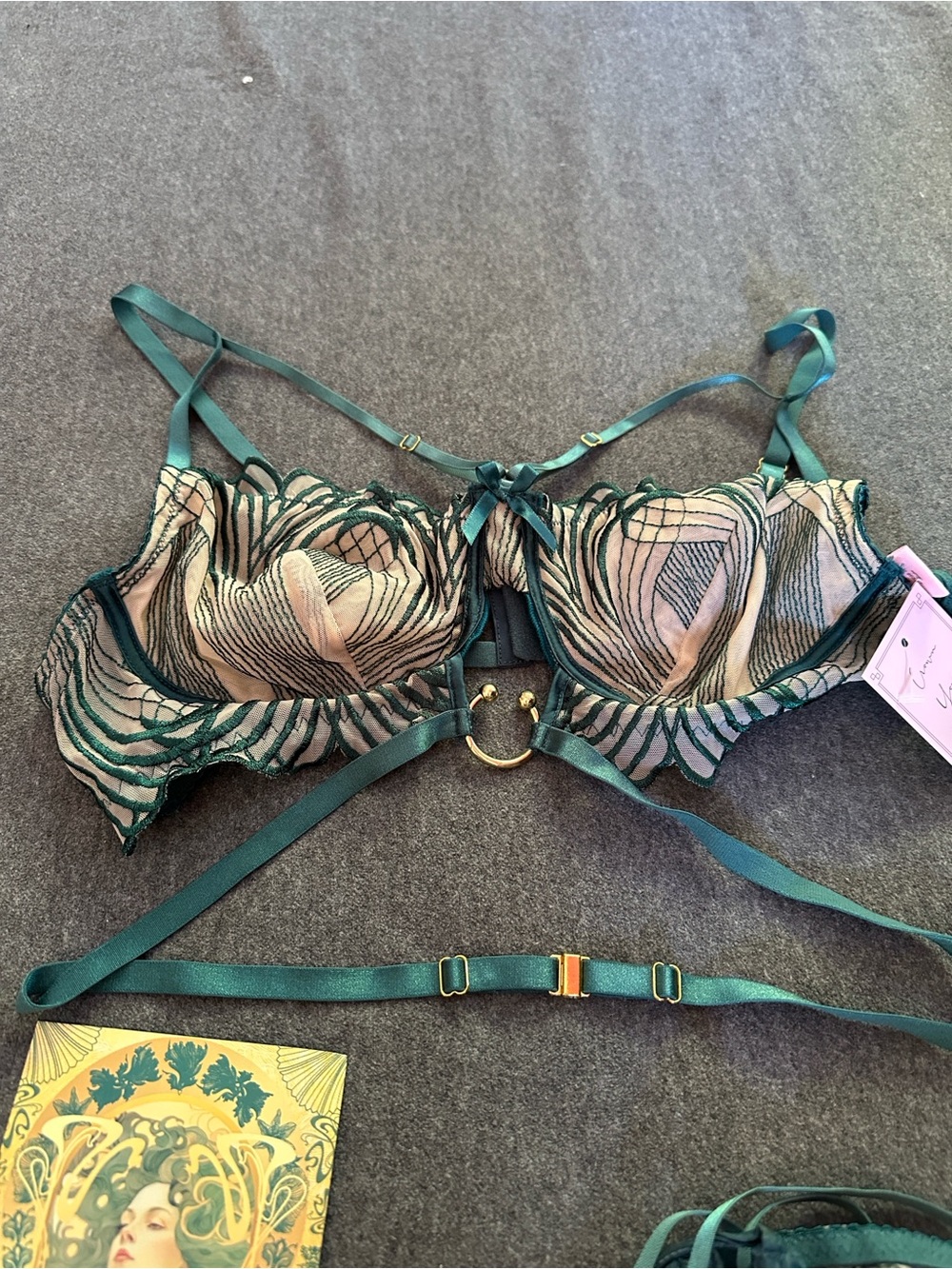 Empress Mimi - queen of cups 4 pc empress set. NWT. Emerald green & gold. M & XL - Picture 7 of 11